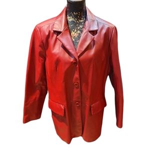 Excelled Collection Red Leather Jacket